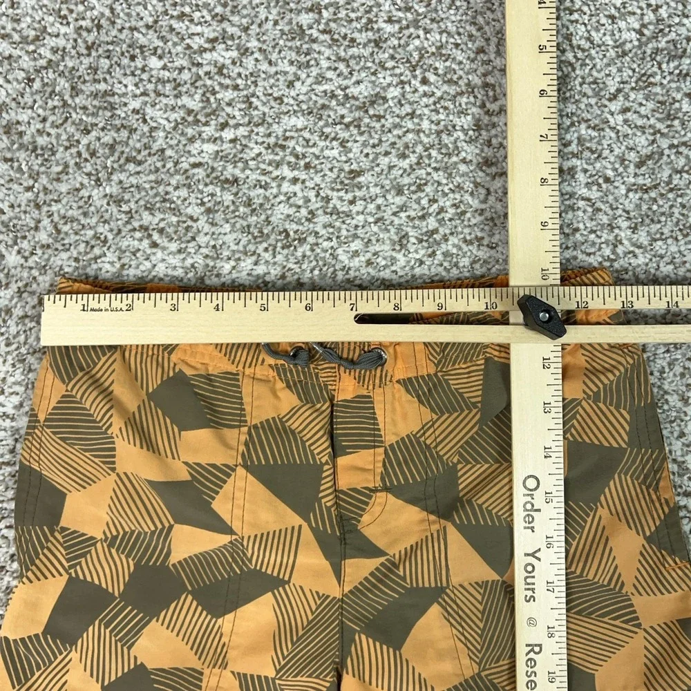 Patagonia Shorts Boys XS Orange Geometric Lined Drawstring Hiking Gorp Logo